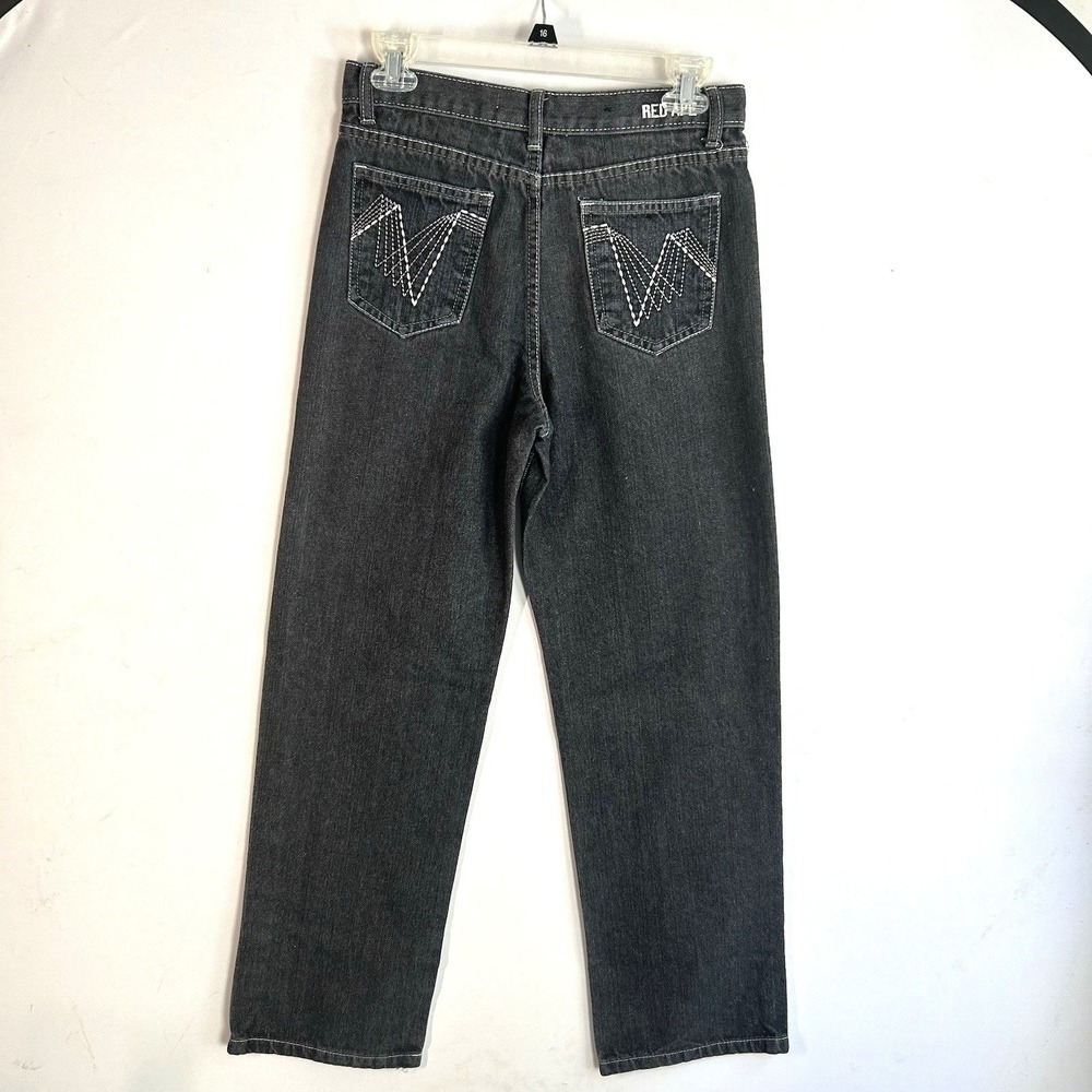 Red Ape Black Denim Jeans Girls Size 16 High‎ Rise Wide Leg
